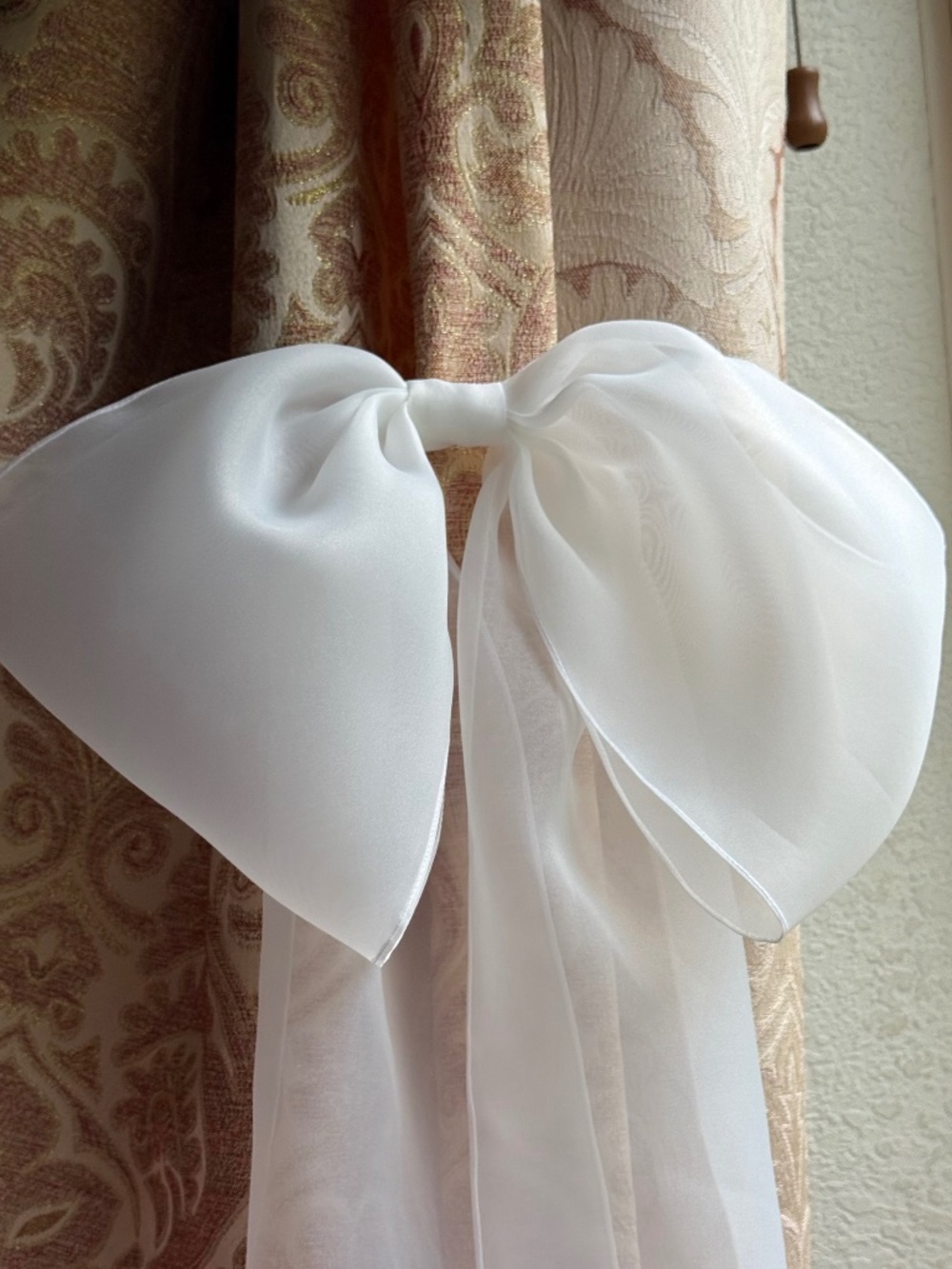 Ivory Oversized Organza Bridal Bow Veil, Detachable Wedding Dress Accessory